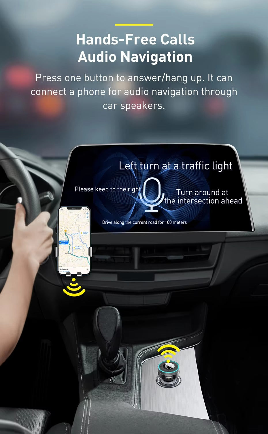 Premium Bluetooth 5.0 FM Transmitter for Car – Wireless Modulator with USB Fast Charger, AUX Port, MP3 Player