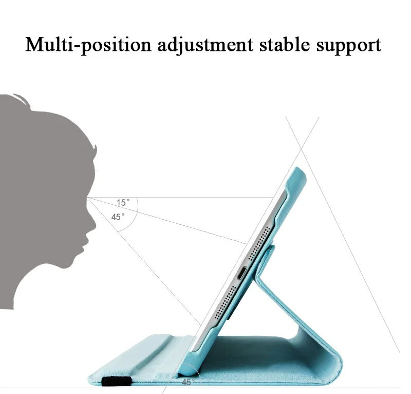 Premium 360° Rotating PU Leather iPad Case – Smart Cover with Auto Sleep/Wake, Shockproof Stand for 12.9" Pro & Air Tablets, Durable & Washable