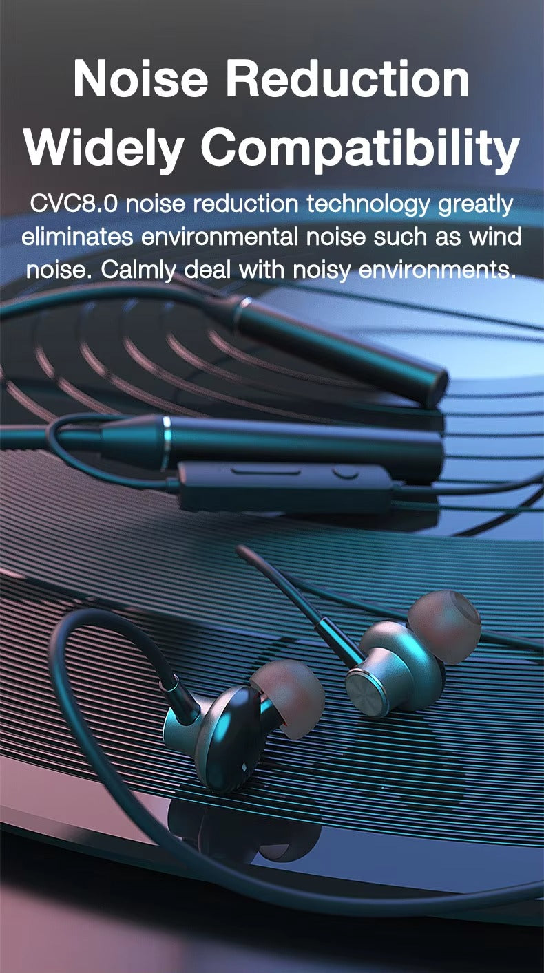 High Quality Wireless Neckband Earphones for iPhone – Bluetooth Sport Headset with Mic,180-Hour Battery, TF Card Support