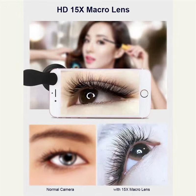 Professional 4K HD Macro Lens for iPhone – 15X/30X Close-Up Phone Camera Lens for Eyelash, Compatible with Apple Devices