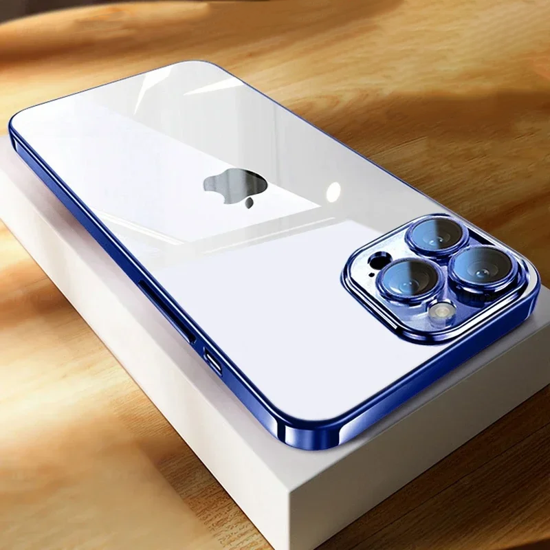 Luxury Clear Shockproof iPhone Case - Ultra-Thin, MagSafe Compatible, Camera Lens Protection, Transparent Hard PC Cover,