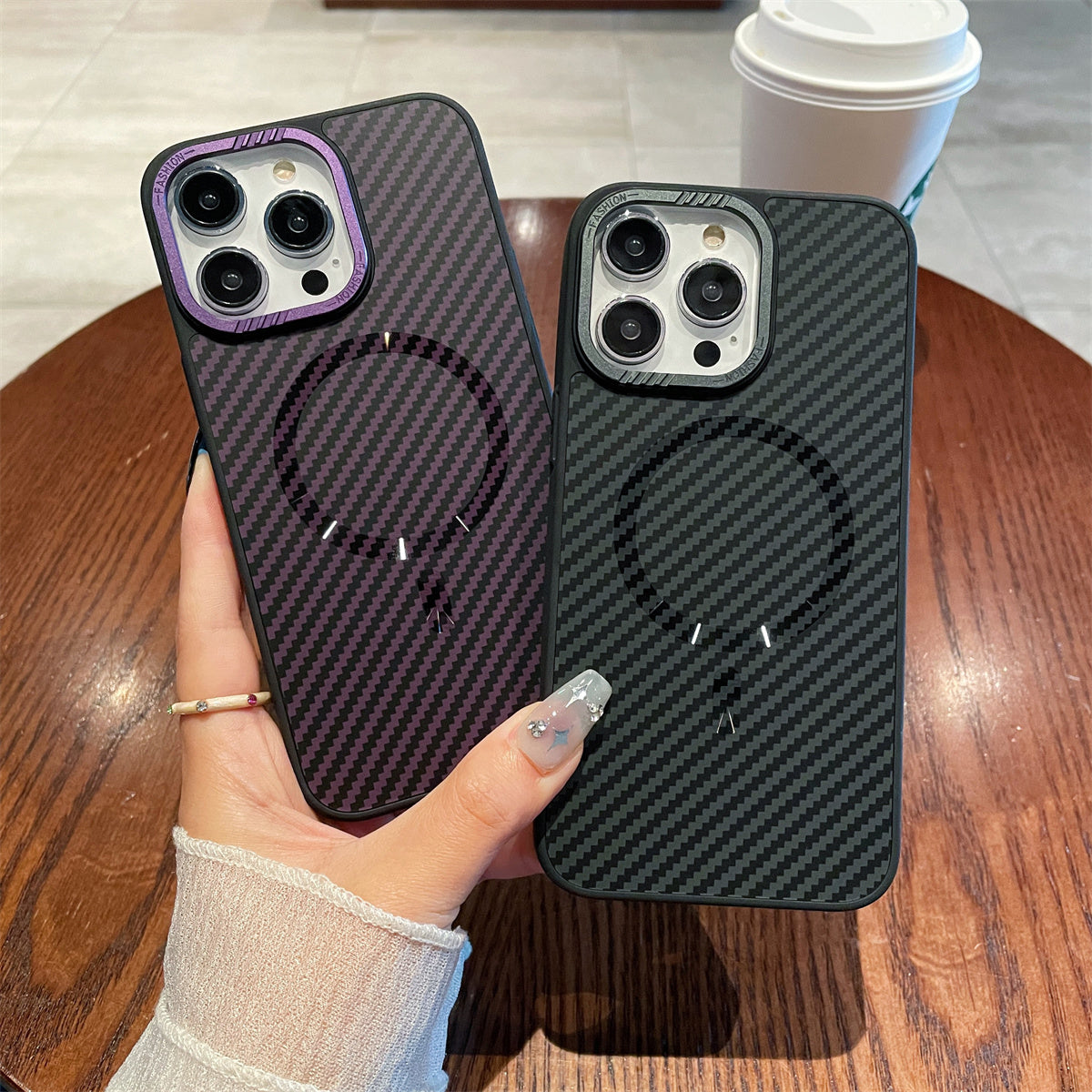 Luxury Magnetic Carbon Fiber iPhone Case – Shockproof MagSafe Wireless Charging Cover with Sleek Texture for iPhone Models