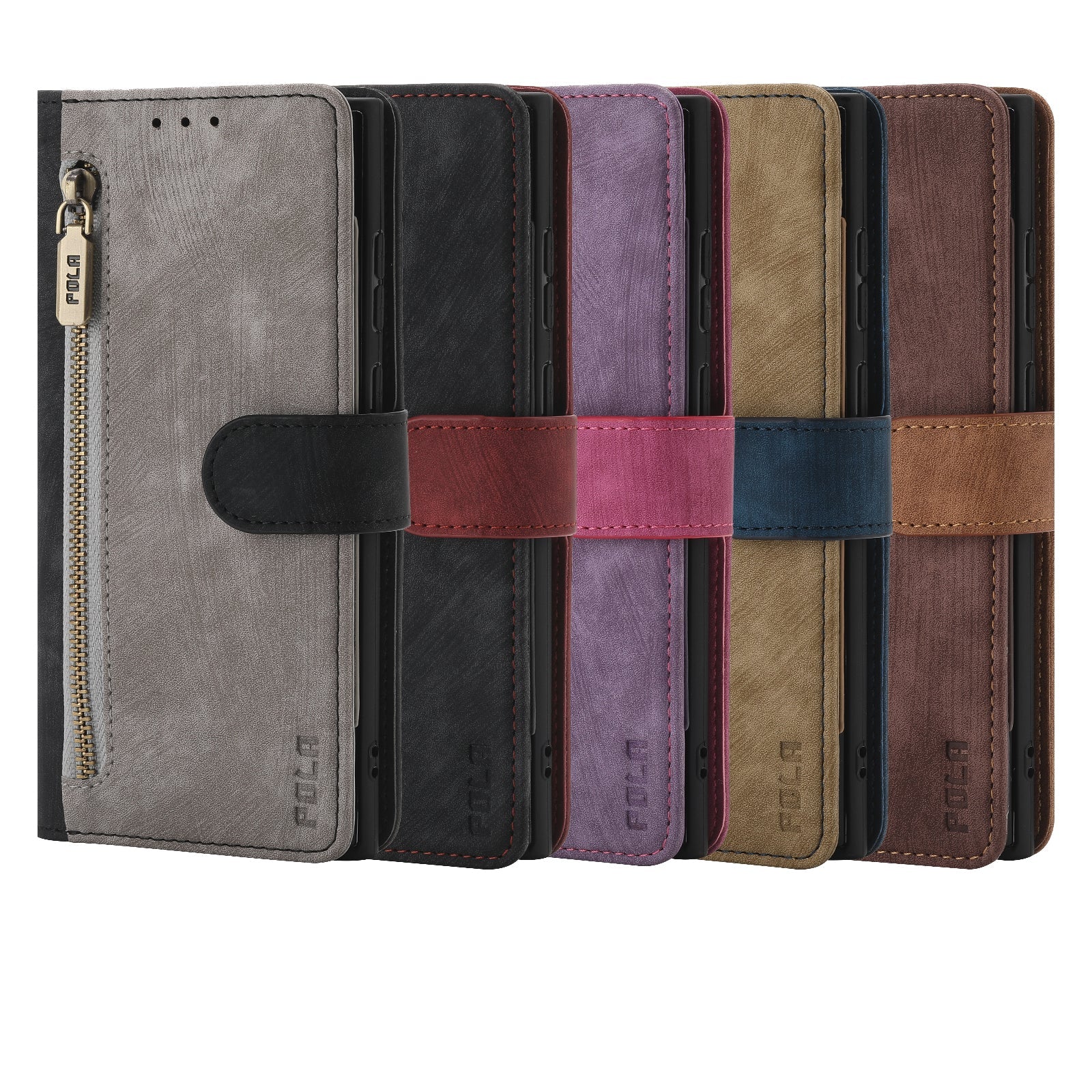 RFID Blocking Leather Wallet iPhone Case – Zipper Flip Cover, Card Slot Holder, Magnetic Stand, Shockproof Protection, Premium Design for iPhone