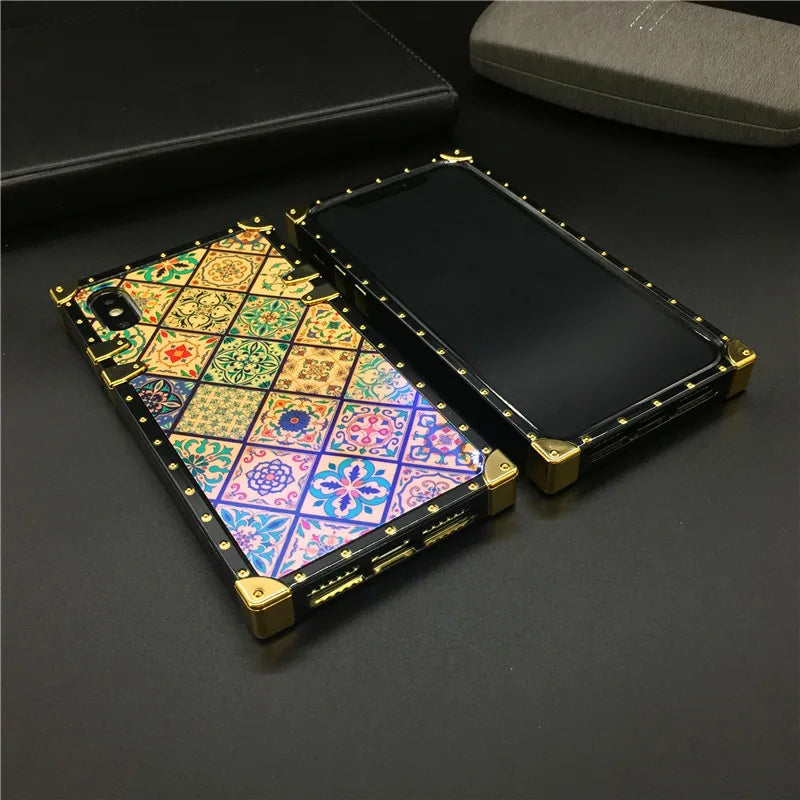 Luxury Glitter Retro Flower Phone Case – Bling & Stylish Protection for iPhone Models Durable, Fashionable for Women