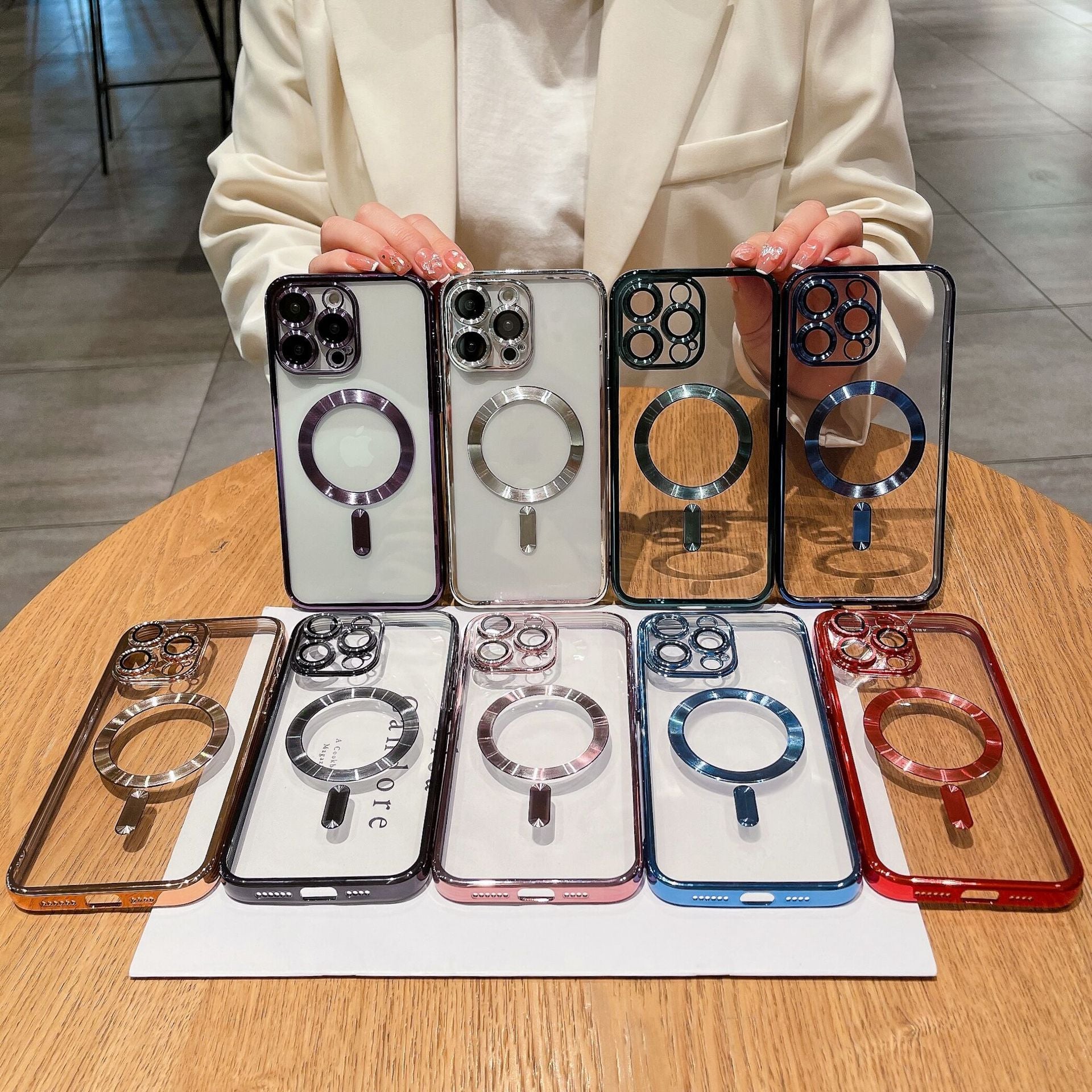 Clear Plating Magnetic iPhone Case - MagSafe Compatible, Lens Protection, Wireless Charging Ready Case for iPhone