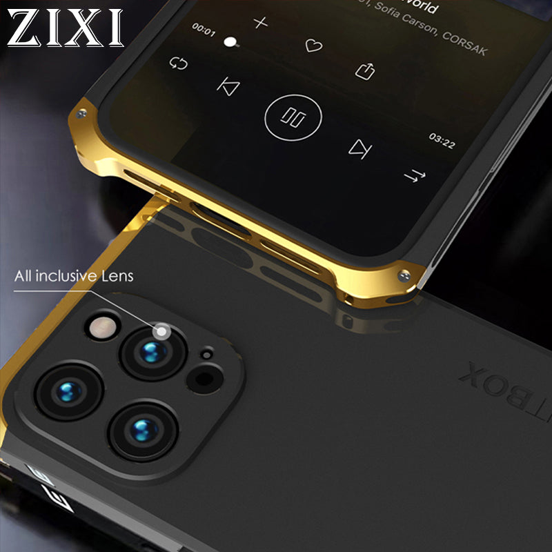 Luxury Aluminum Metal iPhone Case Shockproof Silica Gel Back Cover Anti-Collision Strip Durable Protection for iPhone Models