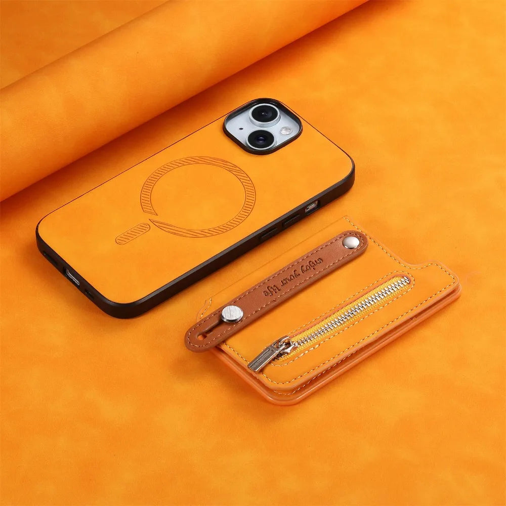 Luxury Detachable Zipper Wallet iPhone Case – Magnetic Flip Cover with Card Slots, and Protection for Ultimate Convenience