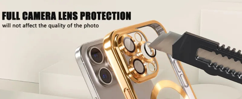 Luxury Magnetic Magsafe Phone Case – Wireless Charging, Transparent Electroplated Shockproof Cover,
