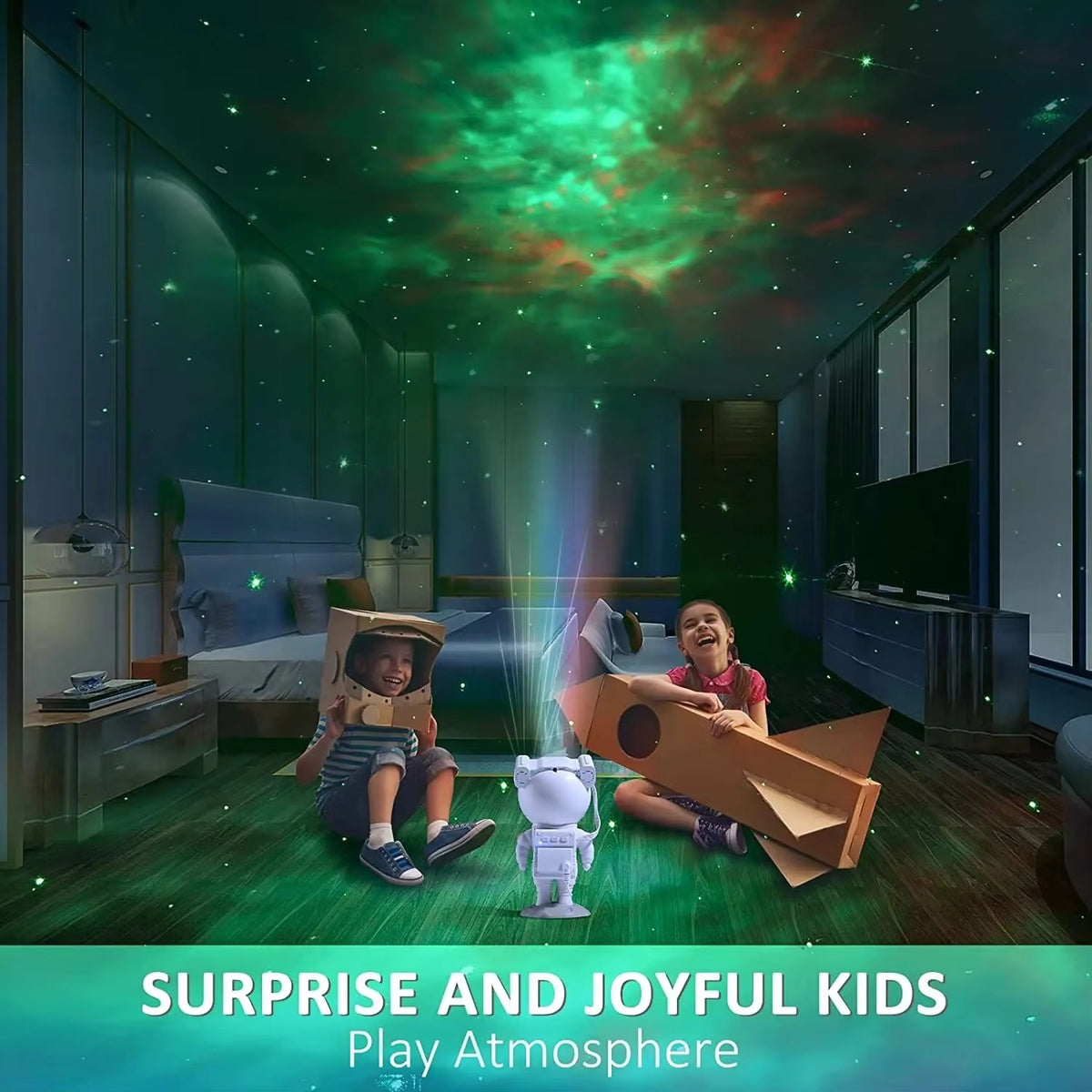 Luxury Astronaut Star Projector Night Light – 360° Adjustable Galaxy Lamp with Remote, Nebula LED Mood Light, Bedroom Ceiling Sky Decor for Kids Gift