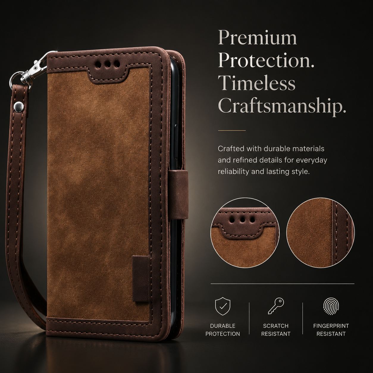 Luxury Leather Flip Case – Premium Wallet Cover, Magnetic Closure, Card Slots, Shockproof Protection, Elegant Design for iPhone