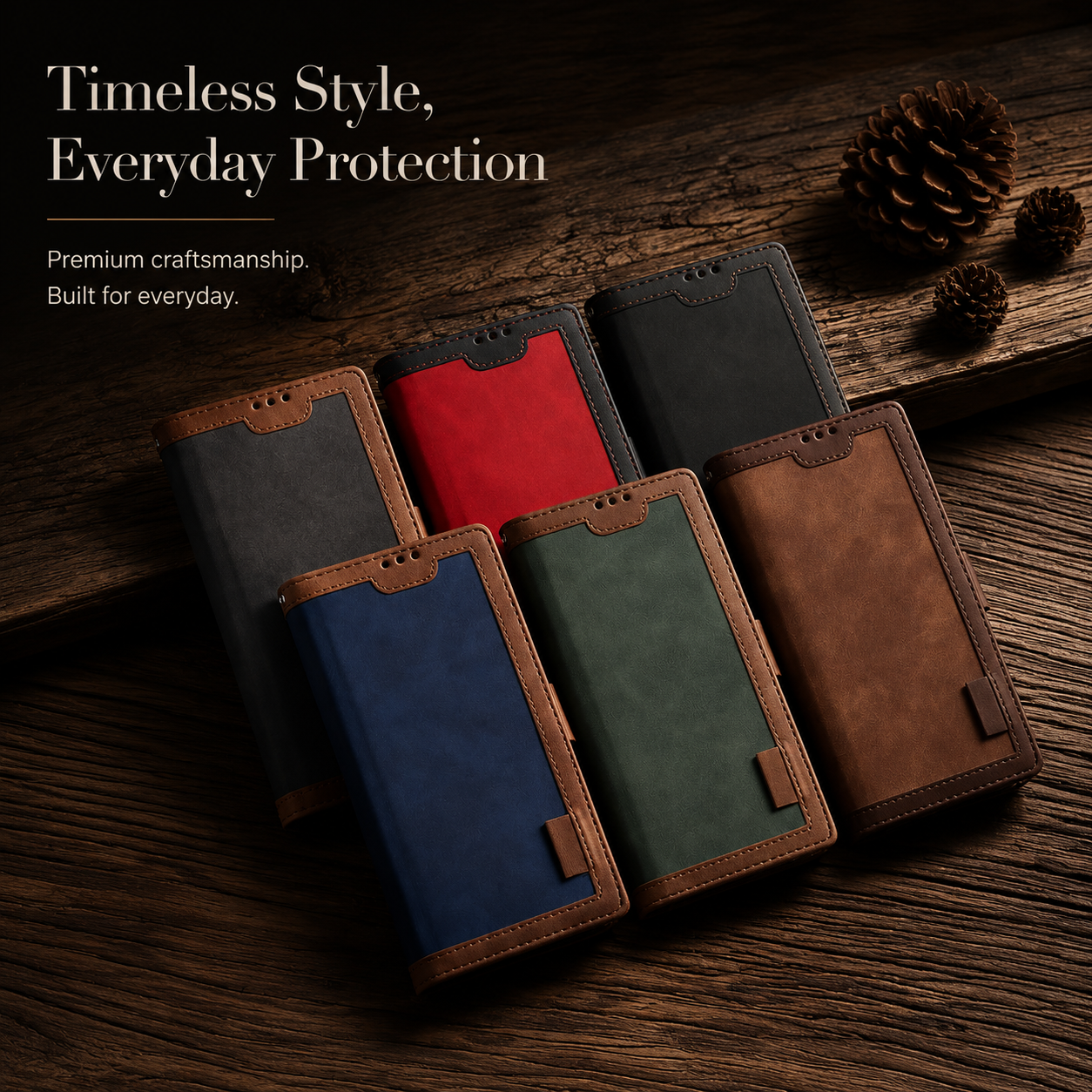 Luxury Leather Flip Case – Premium Wallet Cover, Magnetic Closure, Card Slots, Shockproof Protection, Elegant Design for iPhone