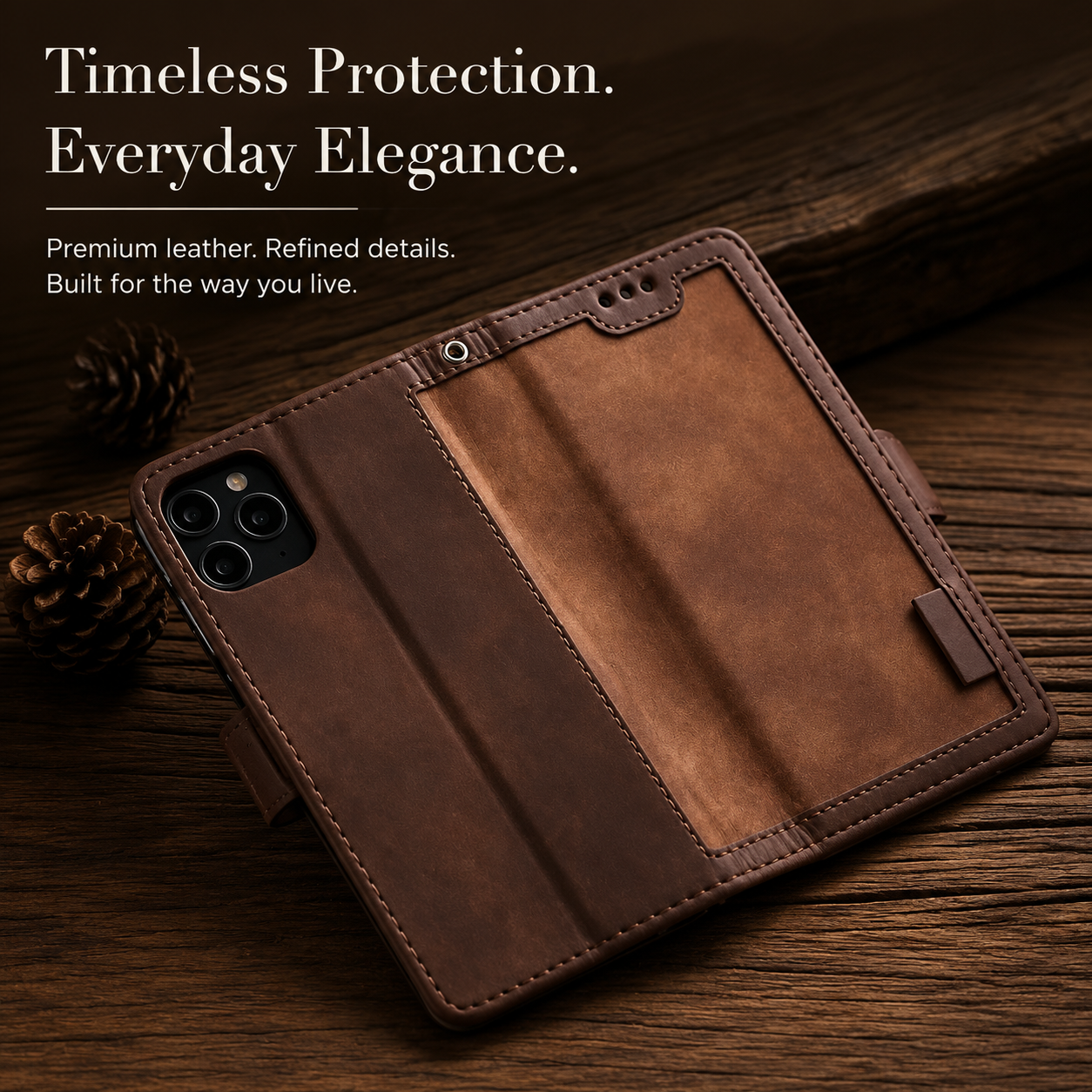 Luxury Leather Flip Case – Premium Wallet Cover, Magnetic Closure, Card Slots, Shockproof Protection, Elegant Design for iPhone
