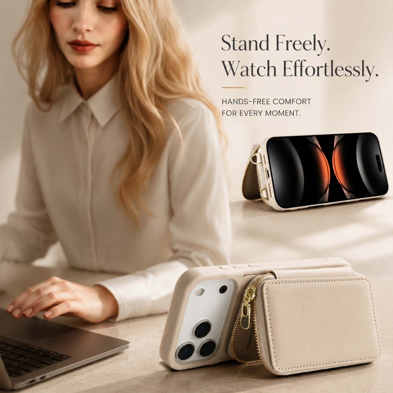Luxury iPhone Case Leather Wallet Flip Cover Crossbody Card Holder RFID Blocking Zipper Pocket Shockproof Camera Lens Protection Full Coverage
