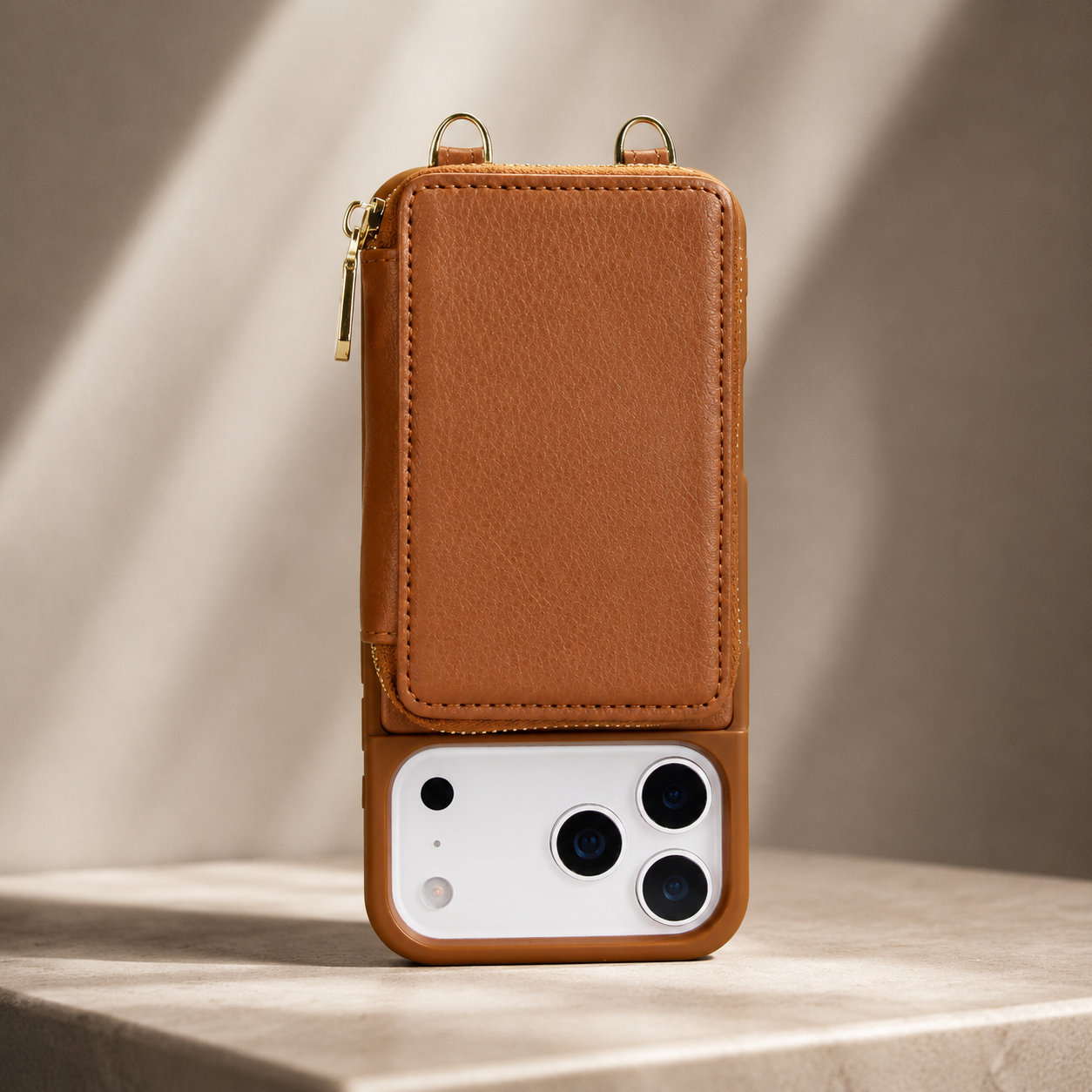 Luxury iPhone Case Leather Wallet Flip Cover Crossbody Card Holder RFID Blocking Zipper Pocket Shockproof Camera Lens Protection Full Coverage