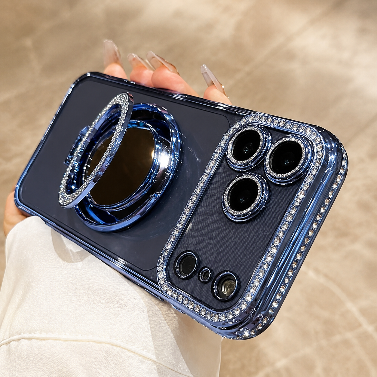 Luxury iPhone Case MagSafe Compatible Protective Cover Camera Lens Protection Shockproof Anti Scratch Transparent Diamond Mirror Glitter Anti Fingerprint Slim Full Coverage