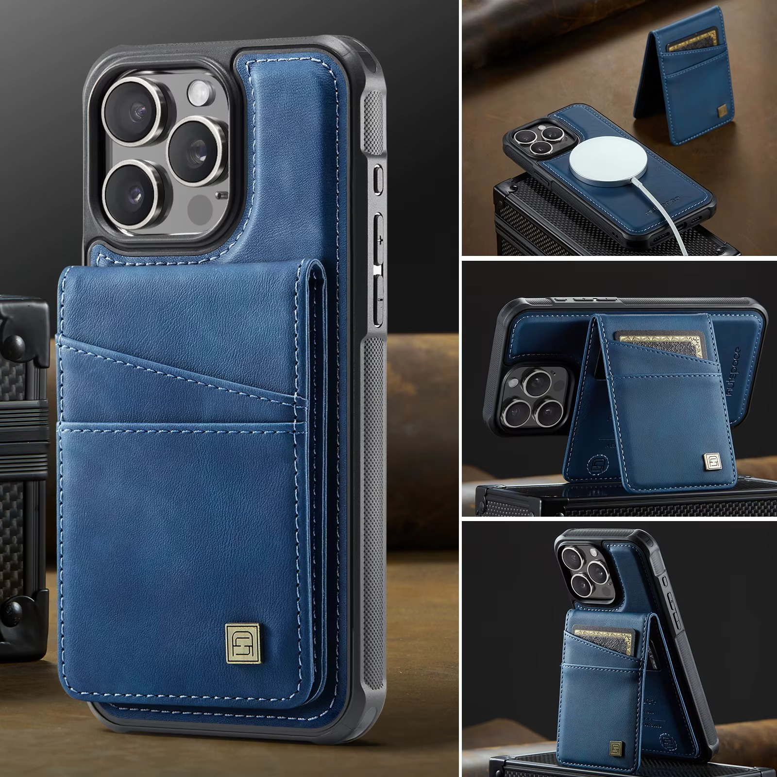 Luxury 2-in-1 Magnetic Wallet iPhone Case – Detachable Leather Flip Cover with Card Holder, Wrist Strap, and Secure Magnetic Closure for Ultimate Protection