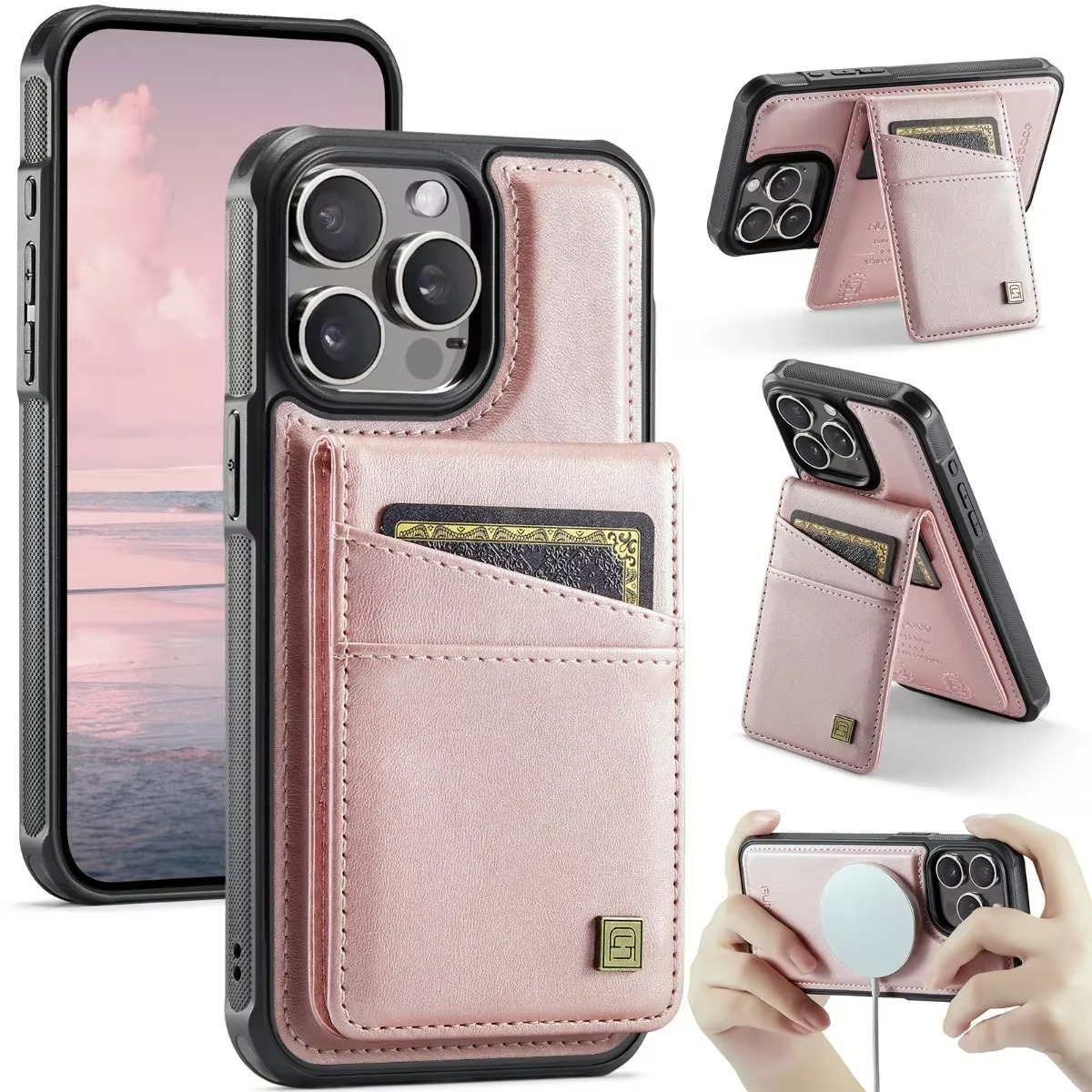 Luxury 2-in-1 Magnetic Wallet iPhone Case – Detachable Leather Flip Cover with Card Holder, Wrist Strap, and Secure Magnetic Closure for Ultimate Protection