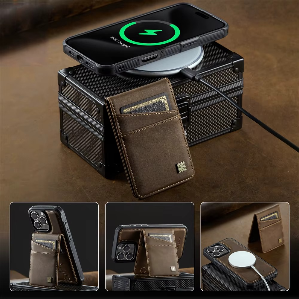 Luxury 2-in-1 Magnetic Wallet iPhone Case – Detachable Leather Flip Cover with Card Holder, Wrist Strap, and Secure Magnetic Closure for Ultimate Protection