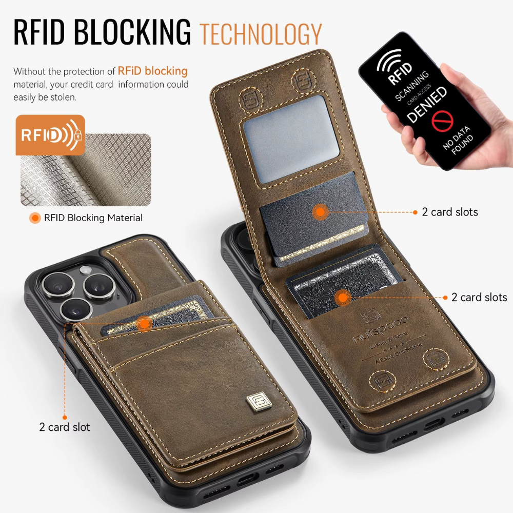 Luxury 2-in-1 Magnetic Wallet iPhone Case – Detachable Leather Flip Cover with Card Holder, Wrist Strap, and Secure Magnetic Closure for Ultimate Protection