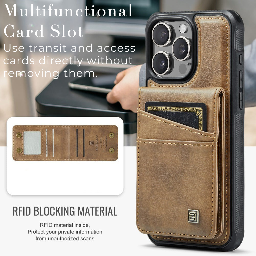 Luxury 2-in-1 Magnetic Wallet iPhone Case – Detachable Leather Flip Cover with Card Holder, Wrist Strap, and Secure Magnetic Closure for Ultimate Protection