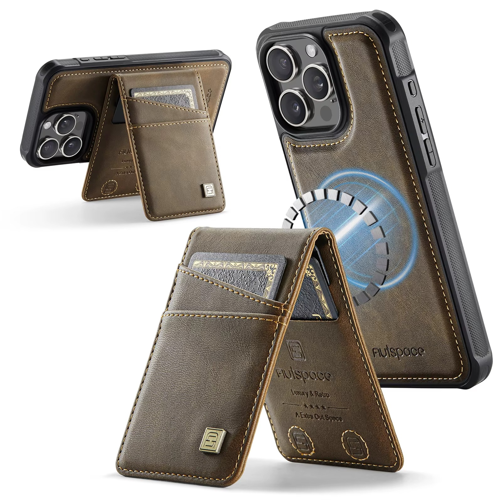 Luxury 2-in-1 Magnetic Wallet iPhone Case – Detachable Leather Flip Cover with Card Holder, Wrist Strap, and Secure Magnetic Closure for Ultimate Protection