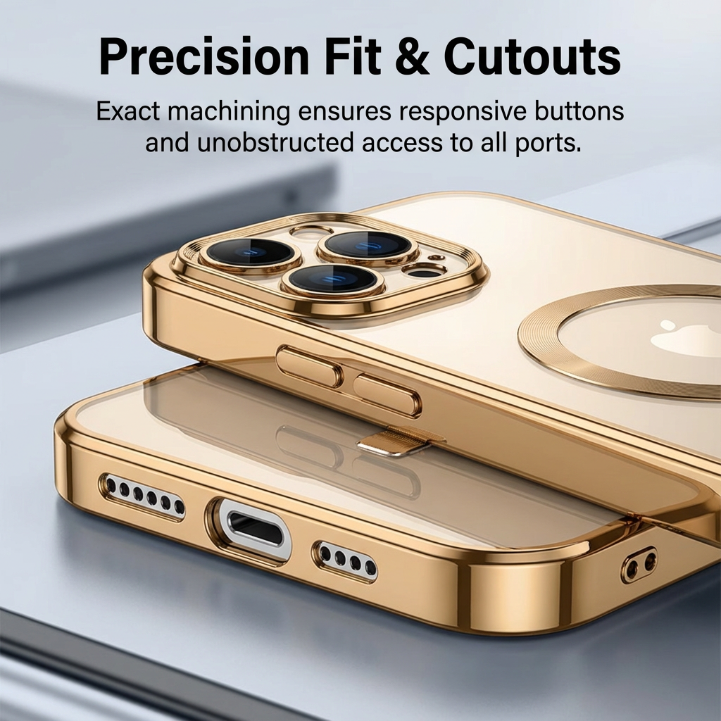 Luxury Desert Gold MagSafe iPhone Case - Clear Soft Cover with Magnetic Wireless Charging & Lens Protection | Case for iPhone