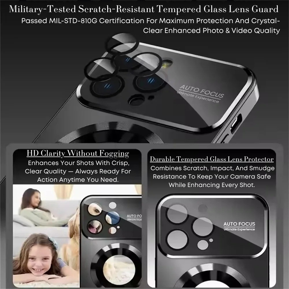 Luxury Glass MagSafe iPhone Case - Magnetic Wireless Charging, Camera Lens Protection, Shockproof Design | Case for iPhone