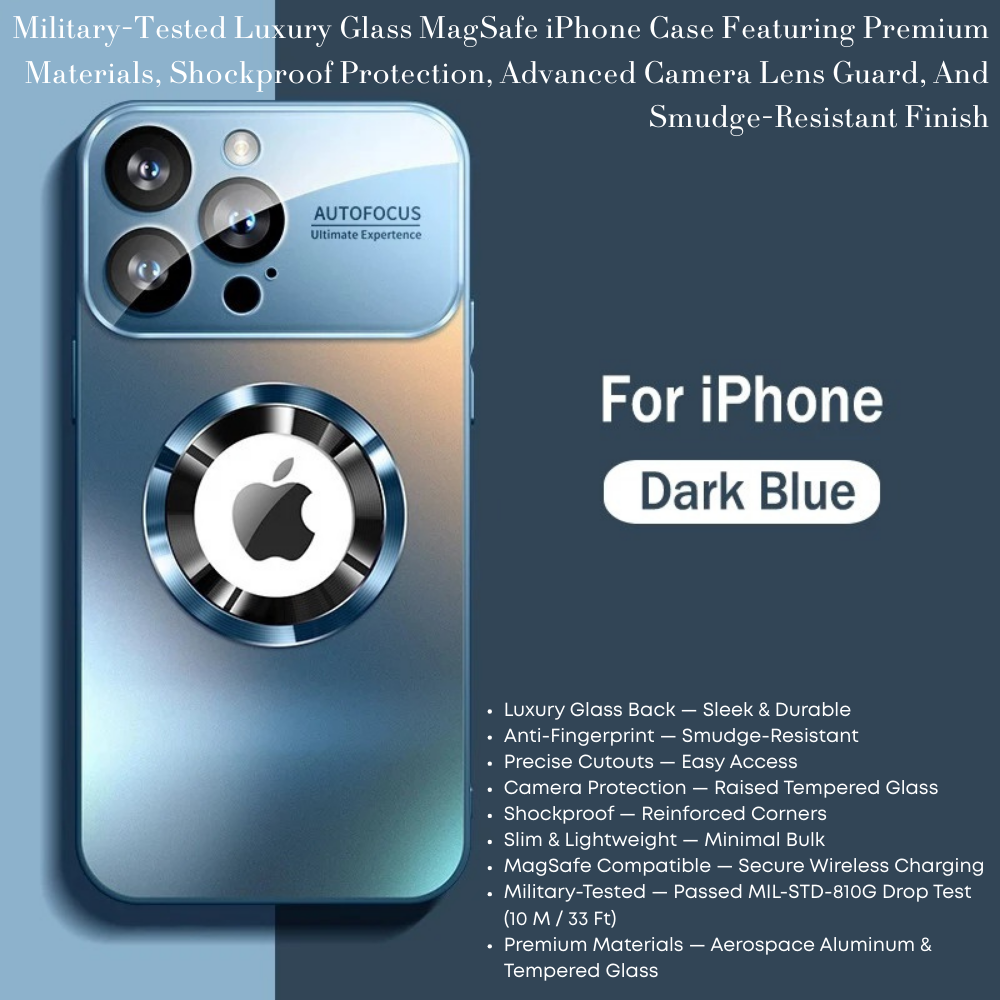 Luxury Glass MagSafe iPhone Case - Magnetic Wireless Charging, Camera Lens Protection, Shockproof Design | Case for iPhone