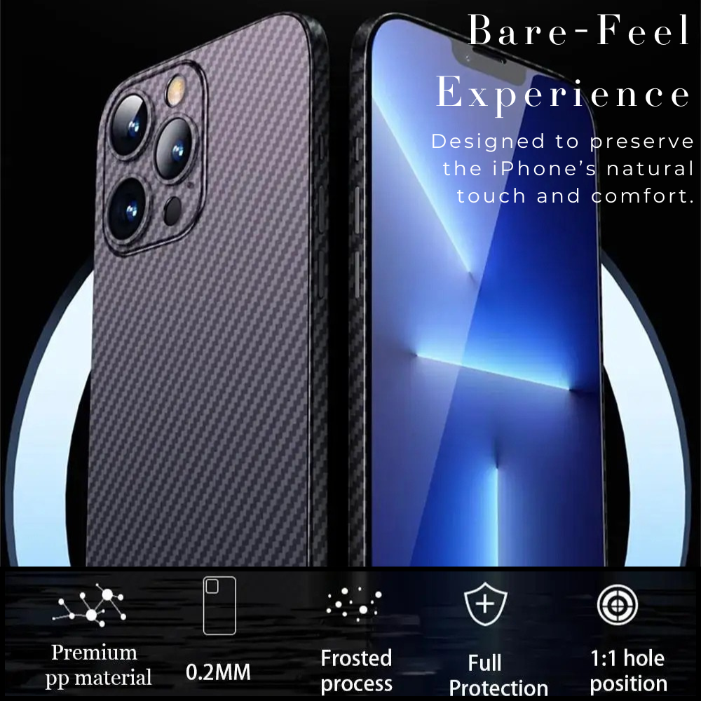 Luxury Ultra-Thin Carbon Fiber Matte iPhone Case – 0.2mm PP Back Cover for iPhone Models, Lightweight, Sleek, and Durable Protection