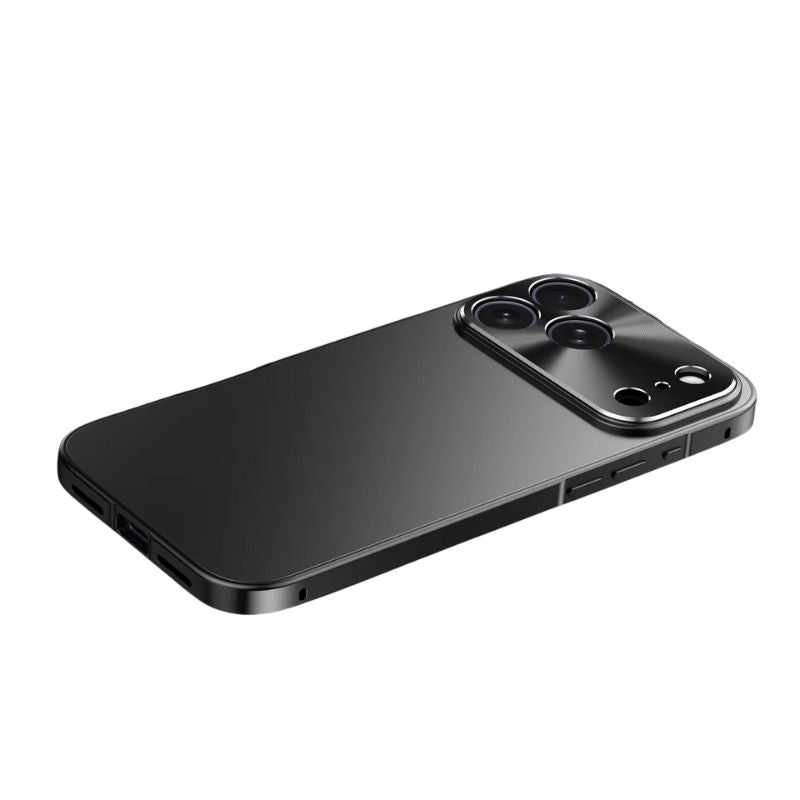 Premium Aluminum Alloy Frame iPhone Case – Ultra Thin Frosted Matte Backplate, Shockproof Protective Cover with Camera Lens Guard