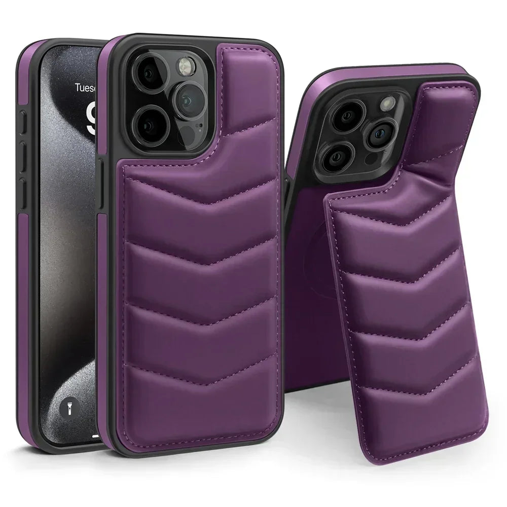 Premium MagSafe Leather iPhone Case – Magnetic Wireless Charging, Card Holder Wallet, Shockproof Protection, Sleek Design for iPhone Models