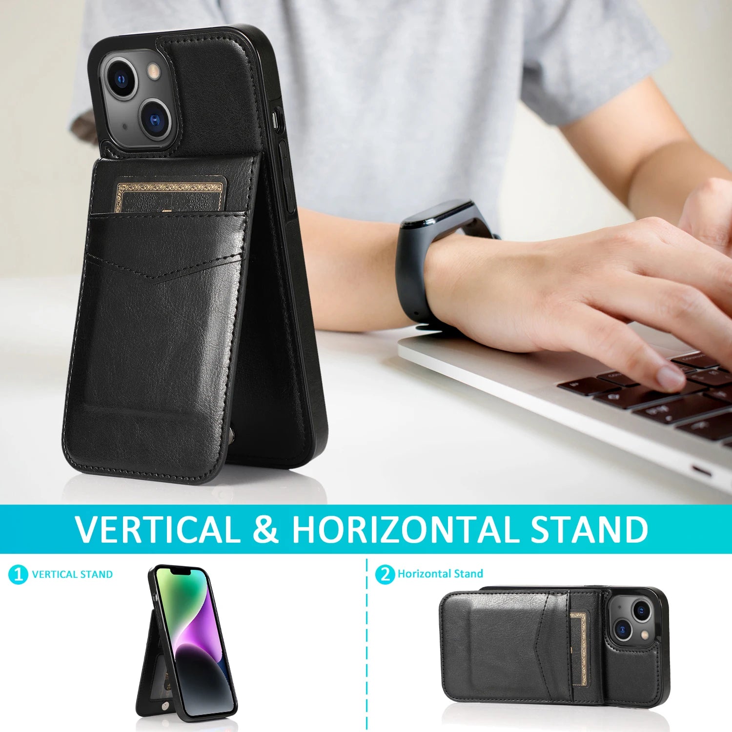 Luxury Flip Leather Wallet iPhone Case – Credit Card Holder, Kickstand, Premium & Durable Protection | Case for iPhone