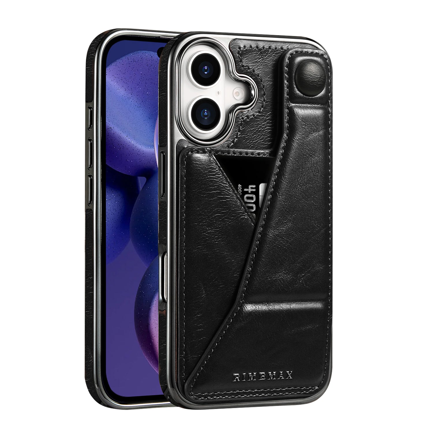 Luxury Electroplated Leather iPhone Case – Stand Card Holder, Premium Anti-Fall Protection, Stylish Design, and Durable Cover for Ultimate Convenience