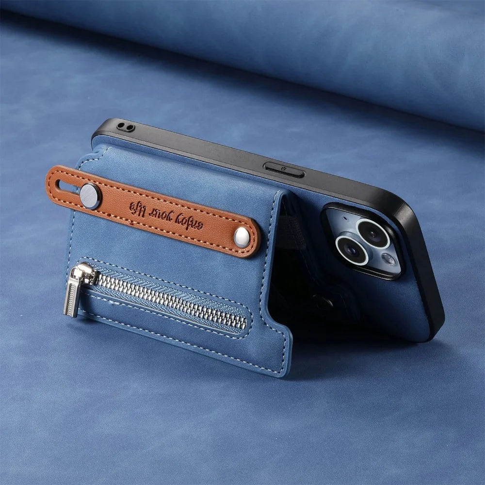 Luxury Detachable Zipper Wallet iPhone Case – Magnetic Flip Cover with Card Slots, and Protection for Ultimate Convenience