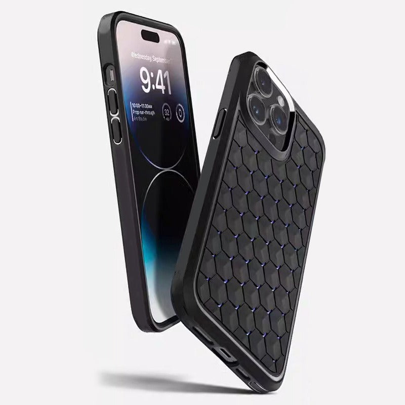 High Quality Apple iPhone Case, MagSafe Compatible, Camera Lens & Screen Protection, Ultra Thin, Shockproof, Magnetic Full All Around Cover – Mesh Honeycomb Silicone Case with Breathable Cooling & Heat Dissipation Design