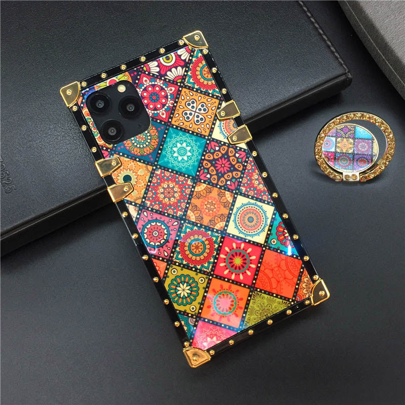 Luxury Glitter Retro Flower Phone Case – Bling & Stylish Protection for iPhone Models Durable, Fashionable for Women