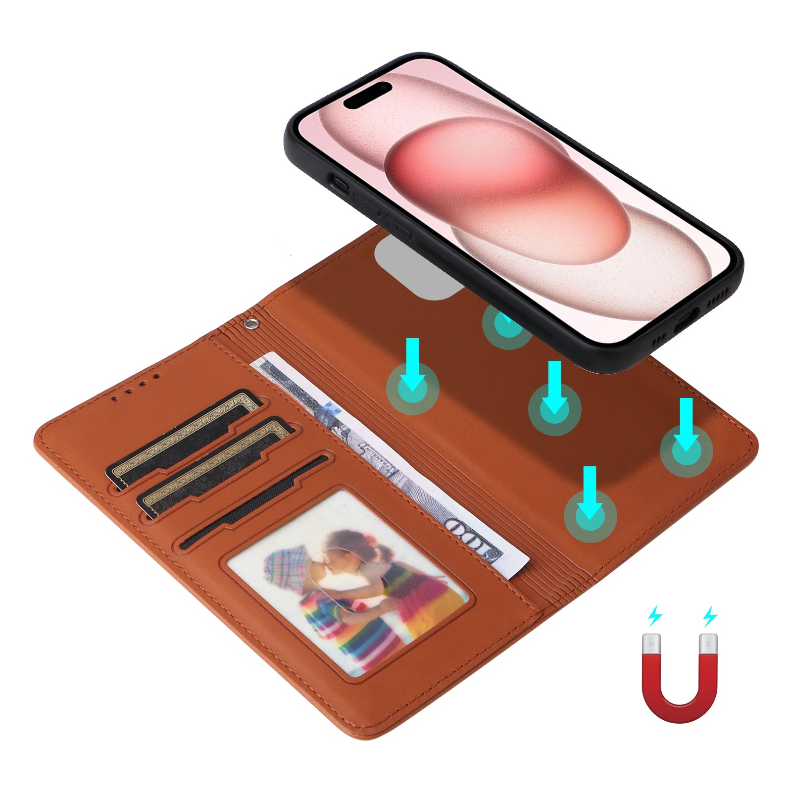 Luxury 2-in-1 Detachable Wallet iPhone Case – Magnetic Leather Folio, Card Holder, Kickstand, Secure Clasp, Stylish & Durable Protection