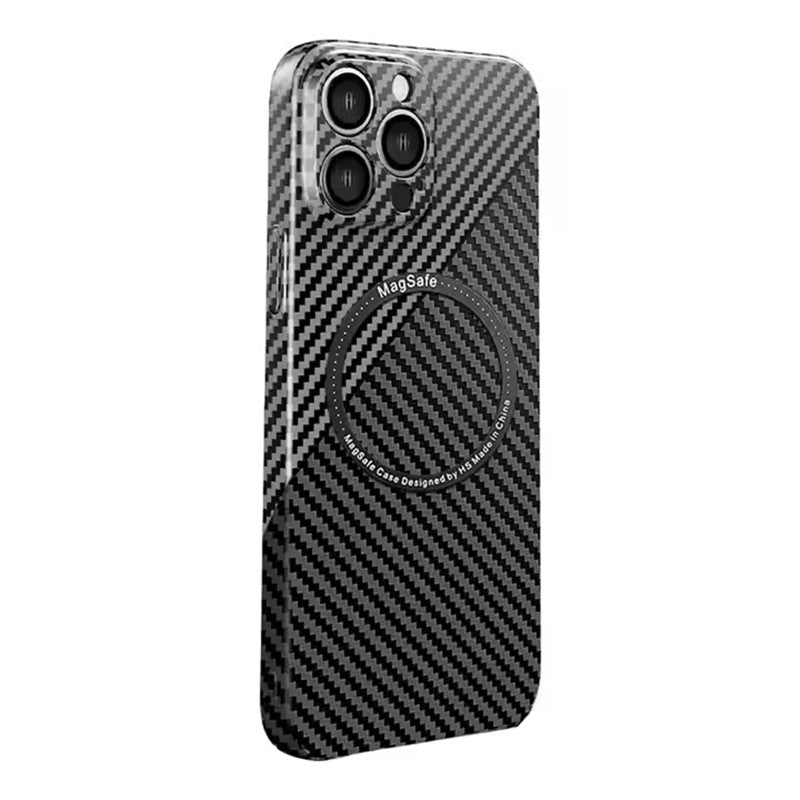 Carbon Fiber Magnetic Slim Protective Cover for iPhone Models, Durable and Stylish Design with MagSafe Compatibility