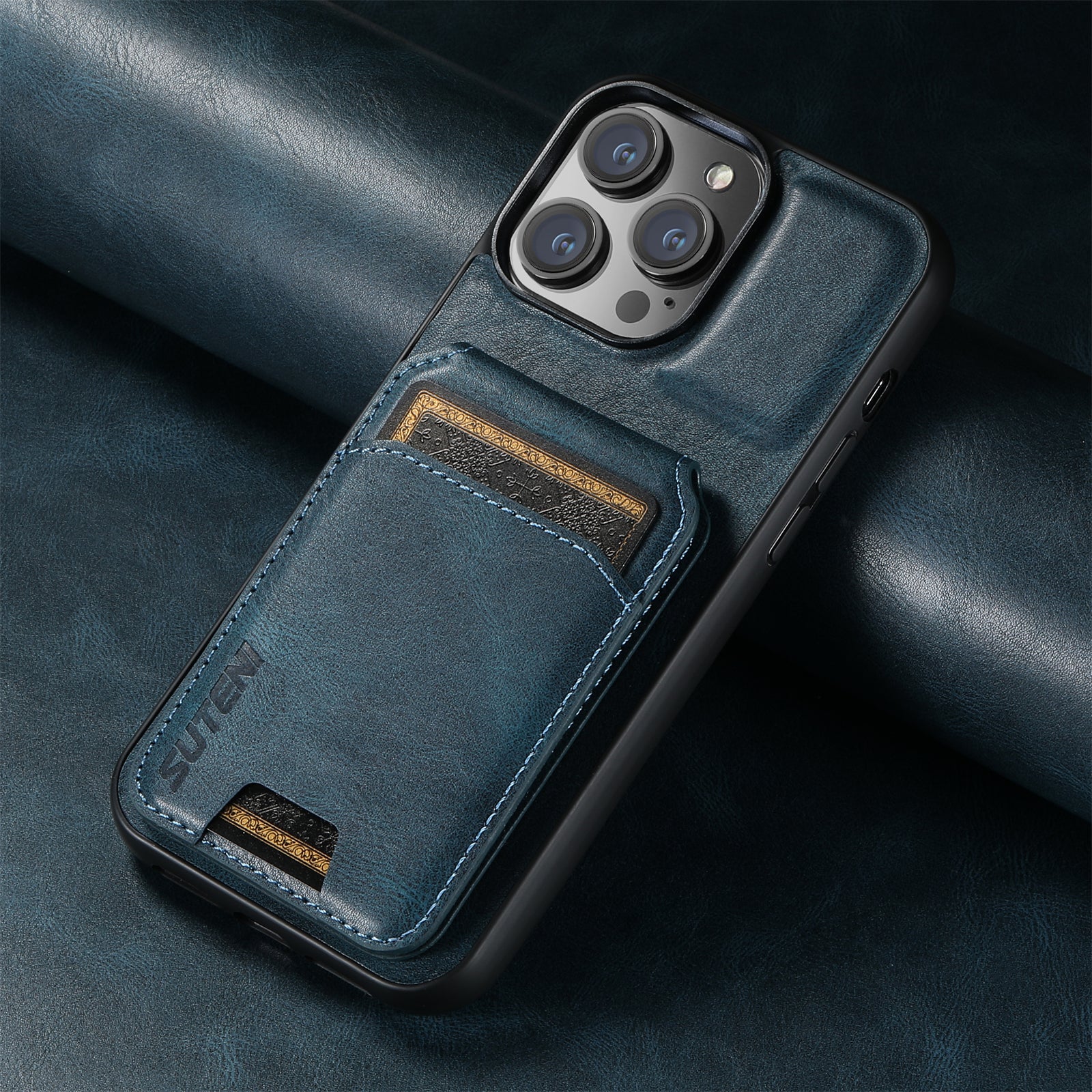 SUTENI Card Holder Leather Wallet iPhone Case – Magnetic Closure, Pocket Cover, Shockproof Protection for iPhone Models