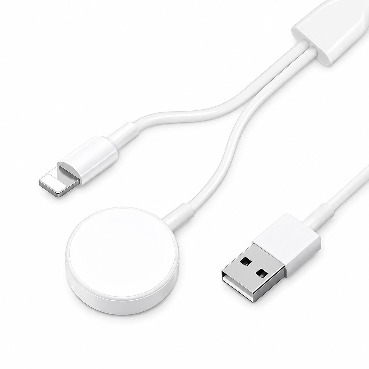 Premium 2-in-1 Magnetic Wireless Charger Cable USB-A Fast Charging Cord Smart Chip Protection Strong Magnetic Charging Compatible with iPhone