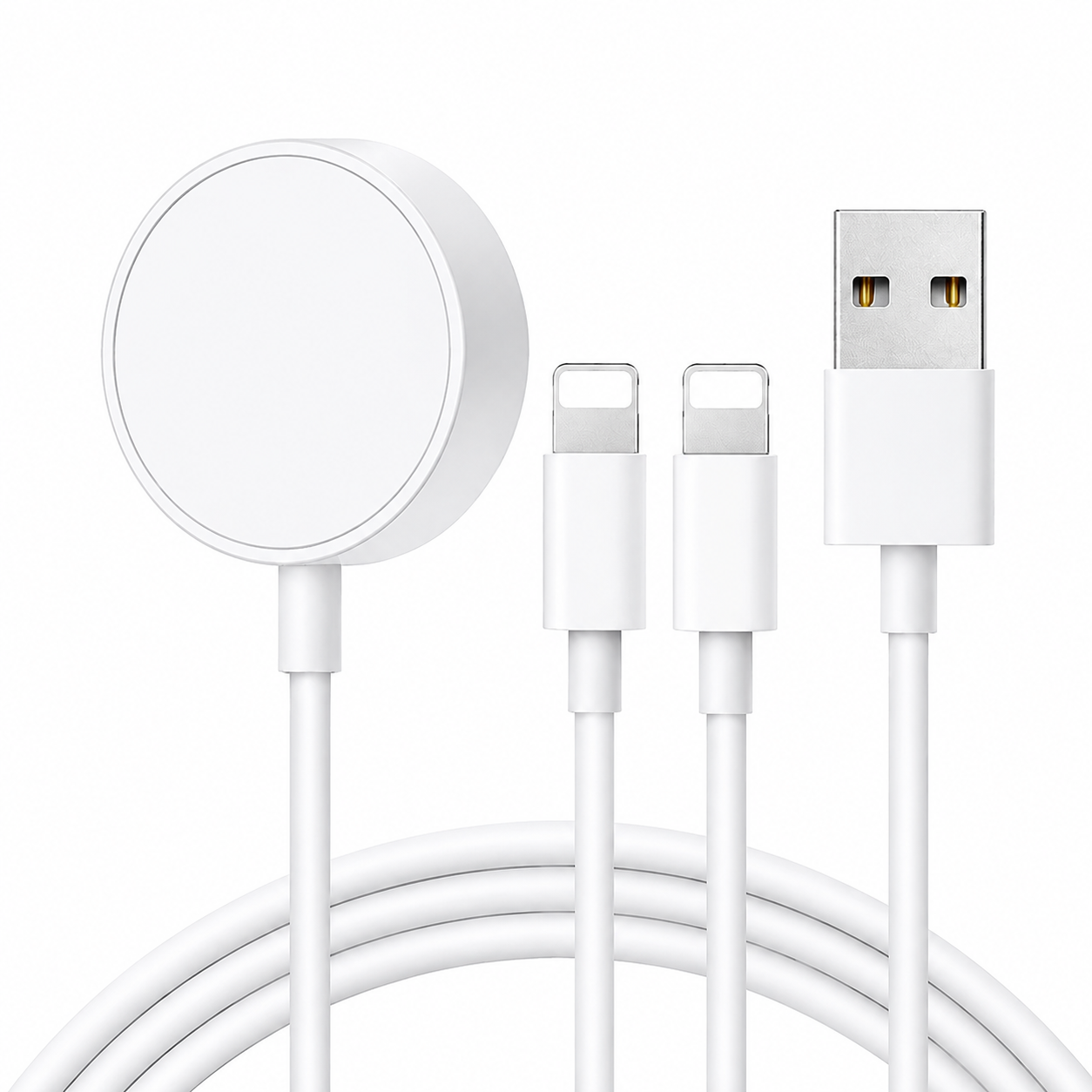 Premium 2-in-1 Magnetic Wireless Charger Cable USB-A Fast Charging Cord Smart Chip Protection Strong Magnetic Charging Compatible with iPhone