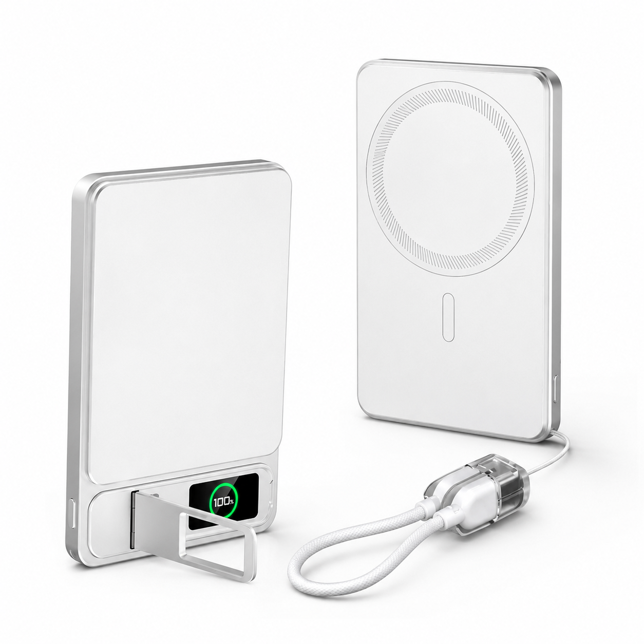 Premium 3 in 1 Magnetic Wireless Power Bank 20W Fast Charging Portable Battery Built In Stand Digital Display Watch Charger Compatible with iPhone