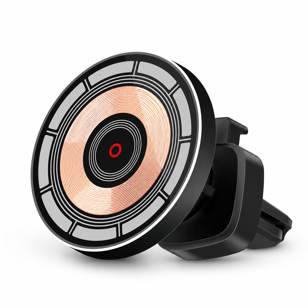 Premium 30W Magnetic Wireless Car Charger Fast Charging Phone Holder Dashboard Air Vent Mount 360° Rotation Smart Chip Anti-Slip Compatible with iPhone
