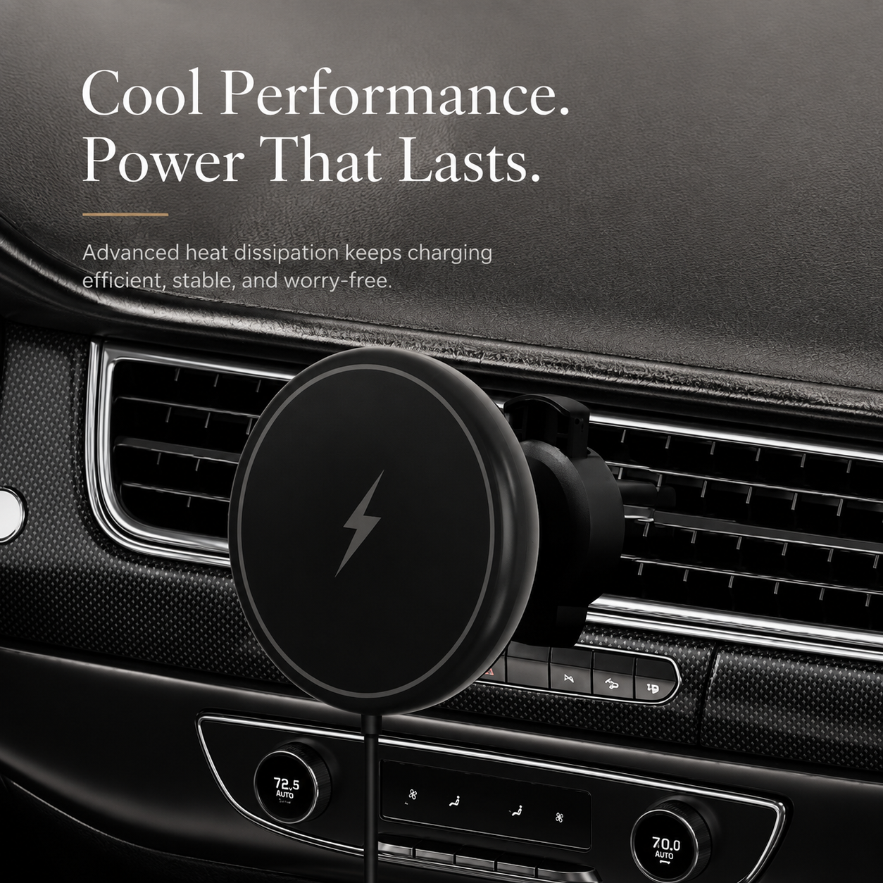 Premium 30W Magnetic Wireless Car Charger Fast Charging Phone Holder Dashboard Air Vent Mount 360° Rotation Smart Chip Anti-Slip Compatible with iPhone