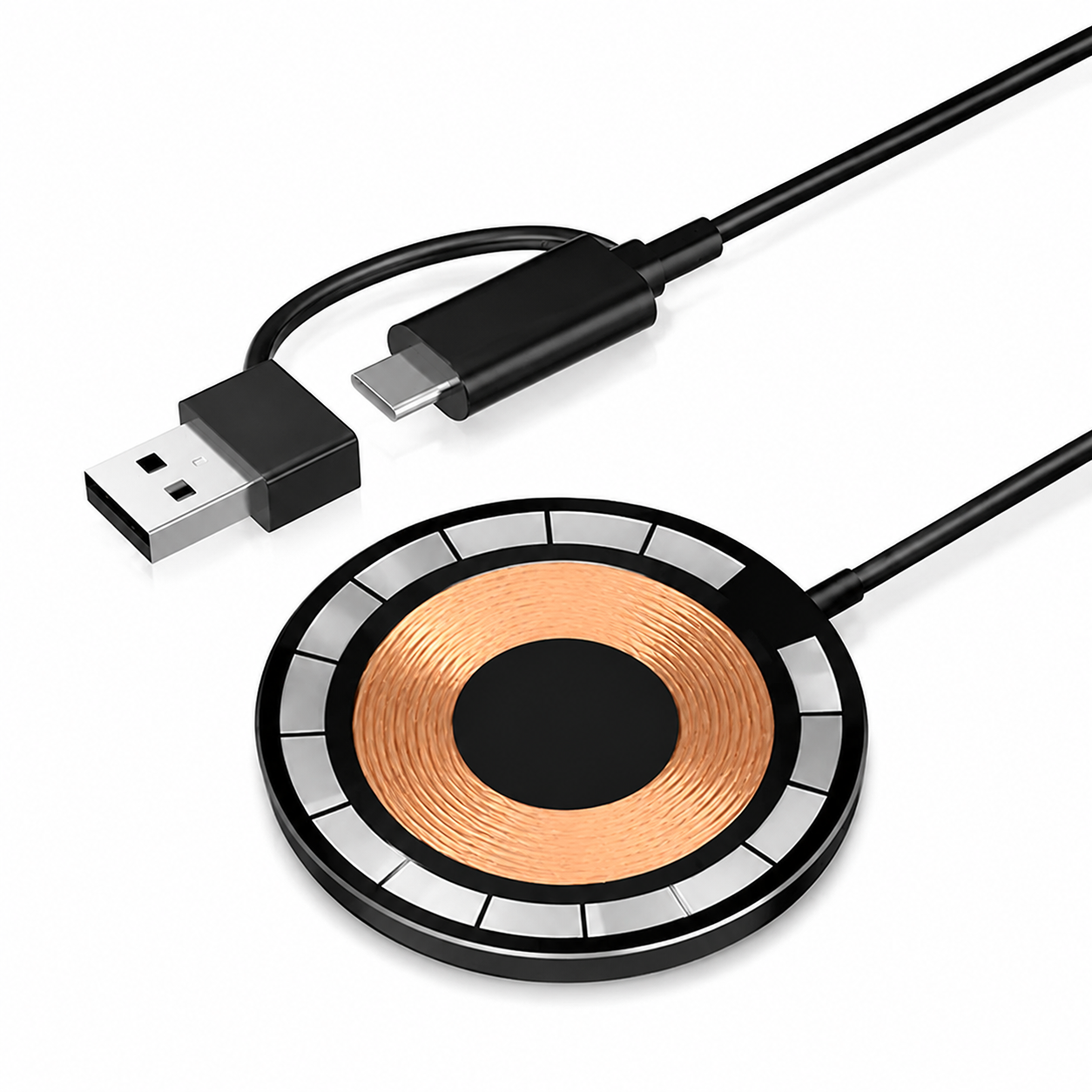 Premium 30W Magnetic Wireless Charger Pad Fast Wireless Charging MagSafe Charging Stand USB-C PD USB-A Non-Slip Compatible with iPhone