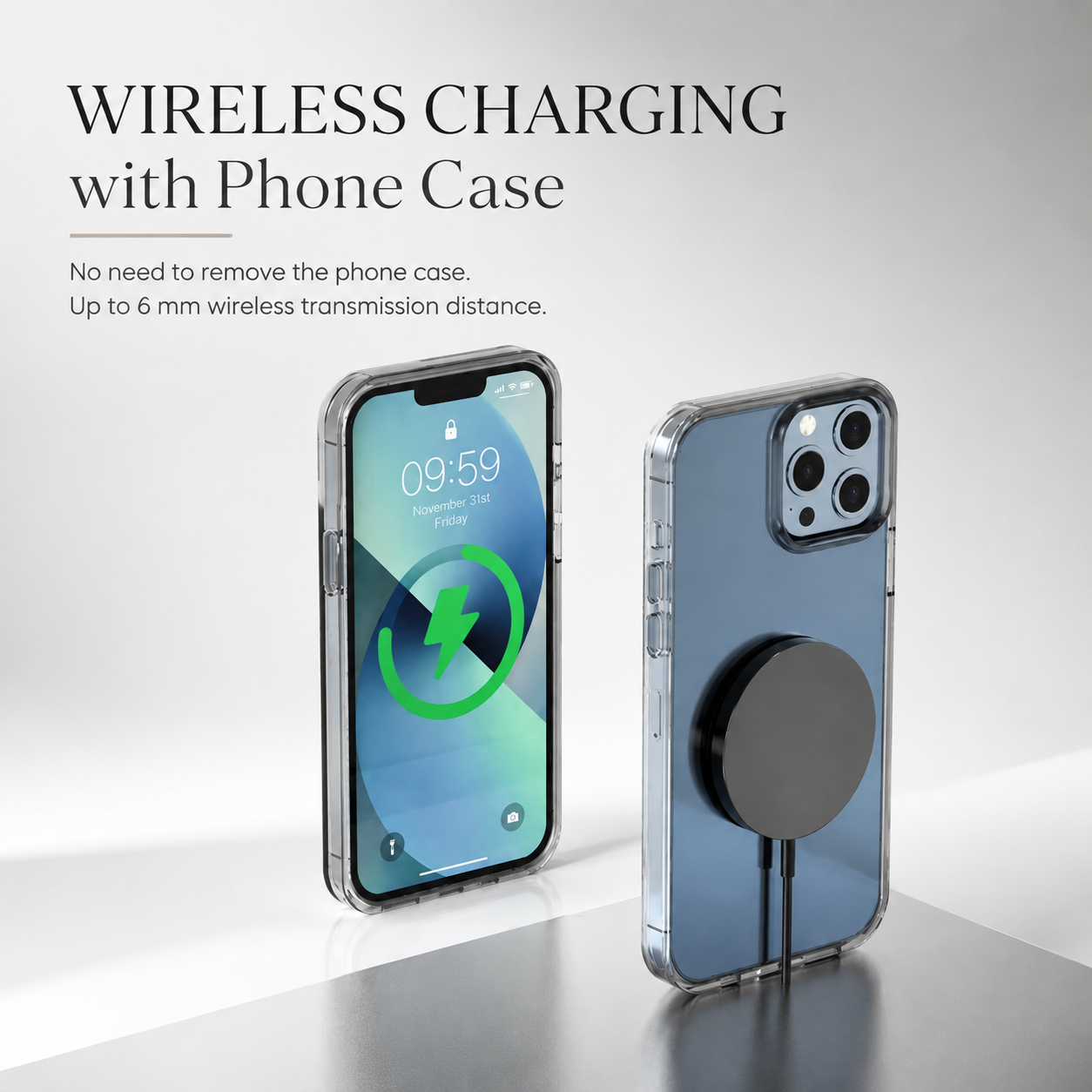 Premium 30W Magnetic Wireless Charger Pad Fast Wireless Charging MagSafe Charging Stand USB-C PD USB-A Non-Slip Compatible with iPhone