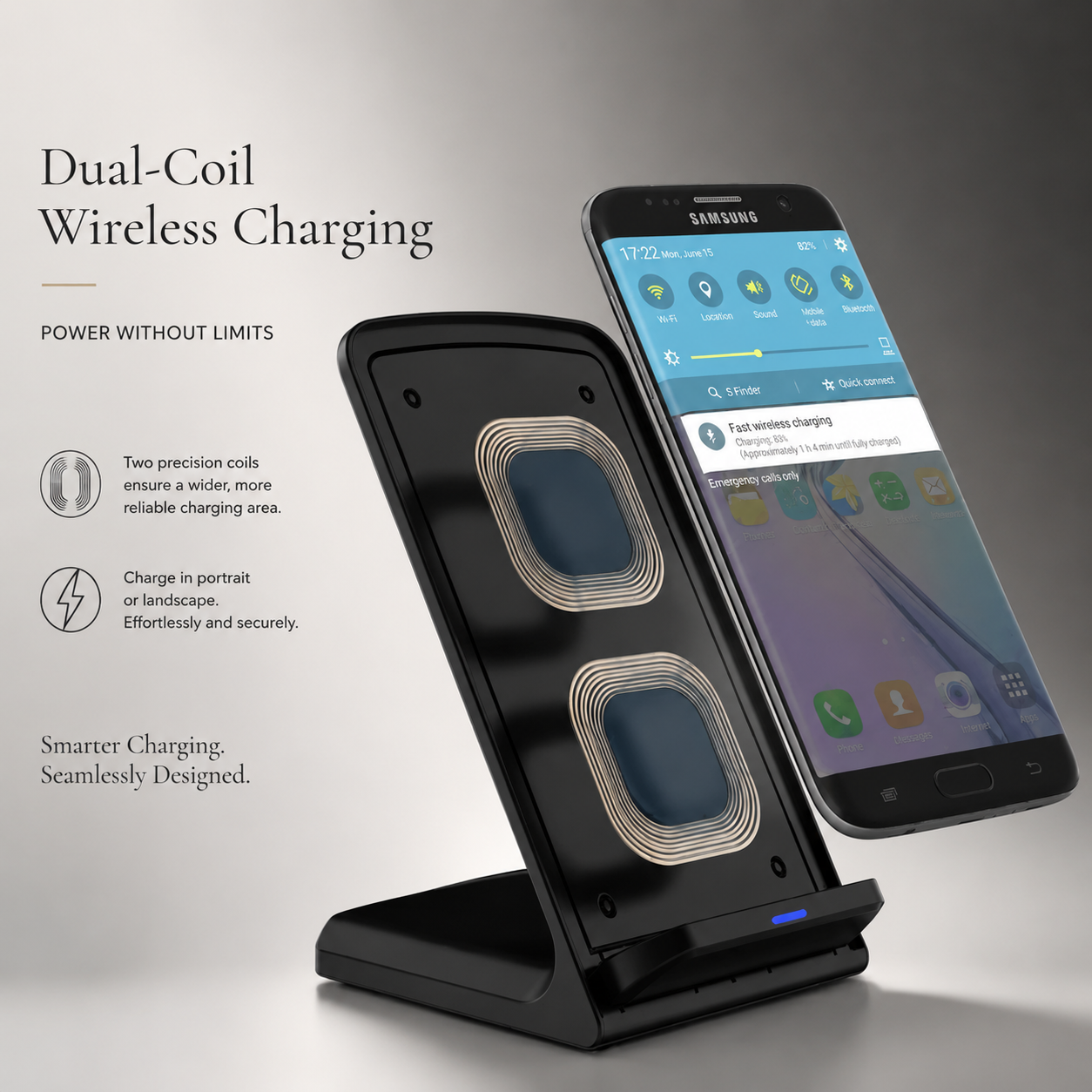 Premium 30W Wireless Charger Stand Fast Charging Foldable Phone Charging Stand USB C Vertical Horizontal Viewing Compatible with iPhone Travel Design
