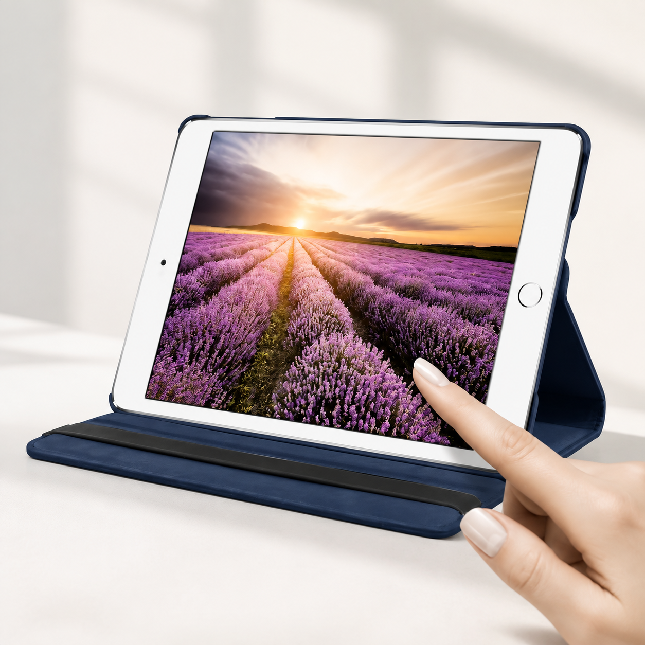 Premium 360° Rotating PU Leather iPad Case Smart Cover Auto Sleep Wake Shockproof Protective Stand Multi-Angle Tablet Case Compatible with iPad