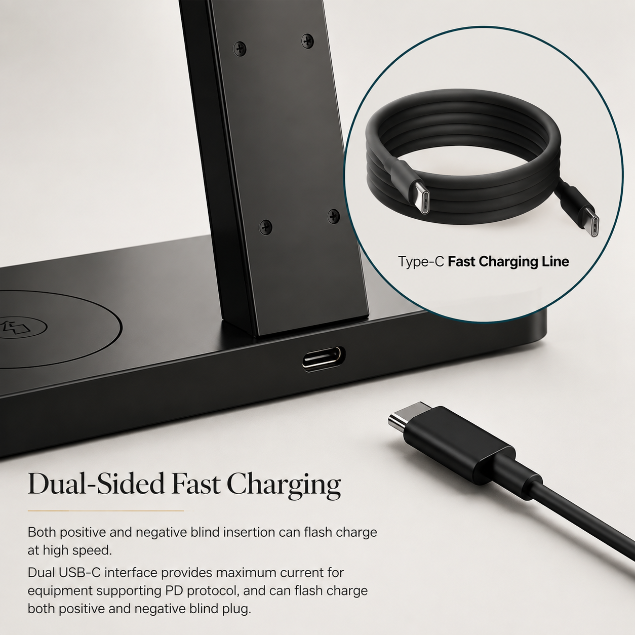 Premium 5 in 1 Magnetic Wireless Charging Station Foldable 30W Fast Qi Charger Stand LED Night Light USB Type C Multi Device Charging Compatible with iPhone