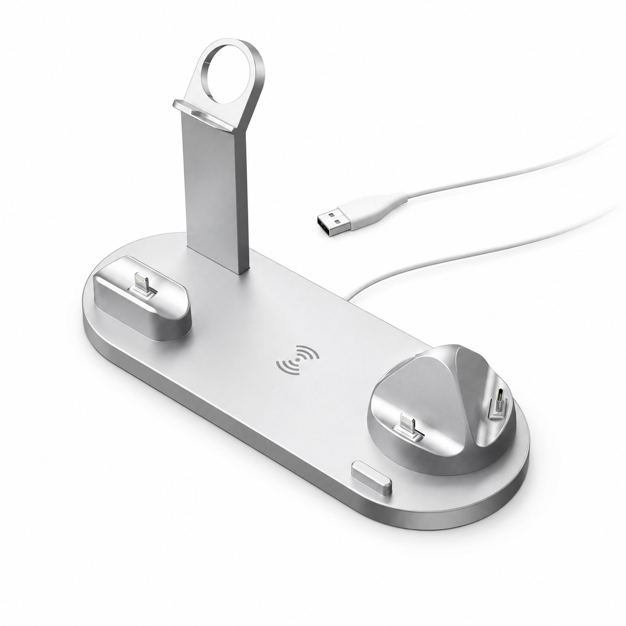 Premium 7-in-1 Wireless Charging Station Fast Qi Charger Dock USB Type C Multi Device Charging Smart Charging Stand Compatible with iPhone